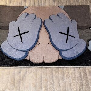 Gray and Blue Cartoon Character Rug